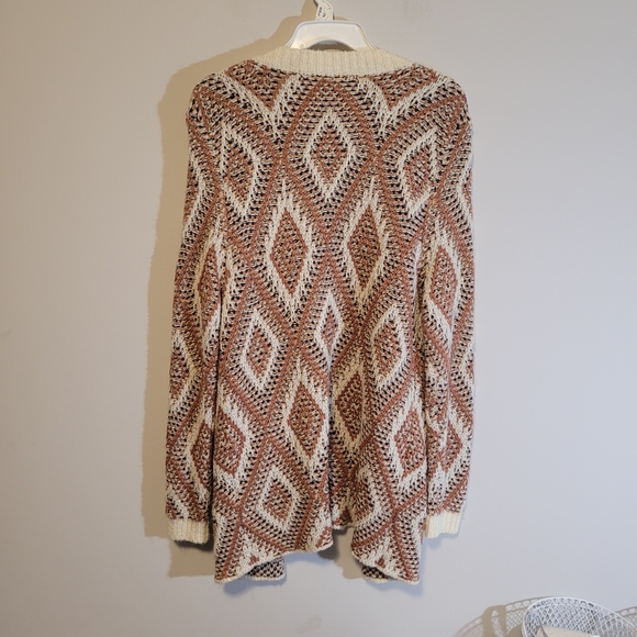 Roxy Boho Knit Cardigan Longline Open Front Tribal Aztec M - Picture 4 of 7